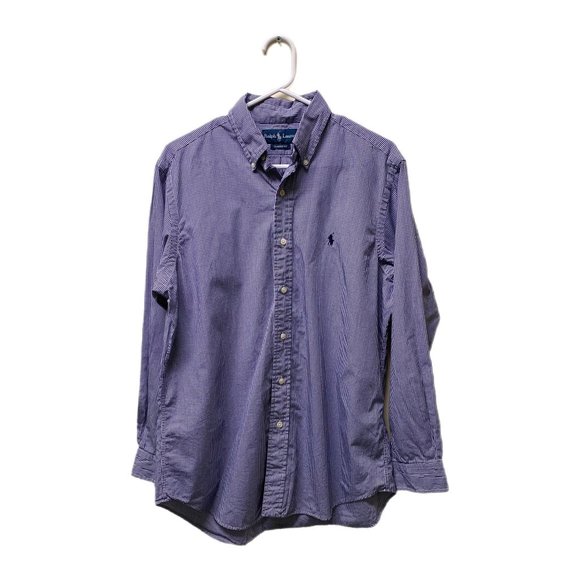 Polo Ralph Lauren Blue Checkered Button Down Shirt, 15.5, 32/33, Pre-owned - Picture 3 of 5